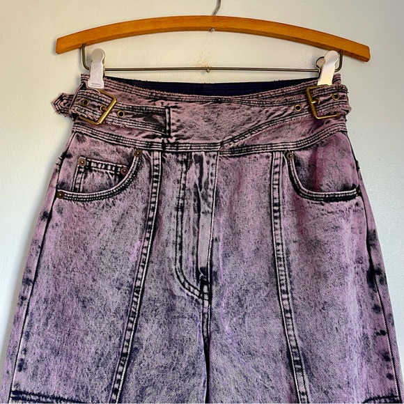 Ulla Johnson Albie Lilac Belted High Waisted Wide Leg Jeans Women’s 0 Acid Wash - Picture 6 of 16